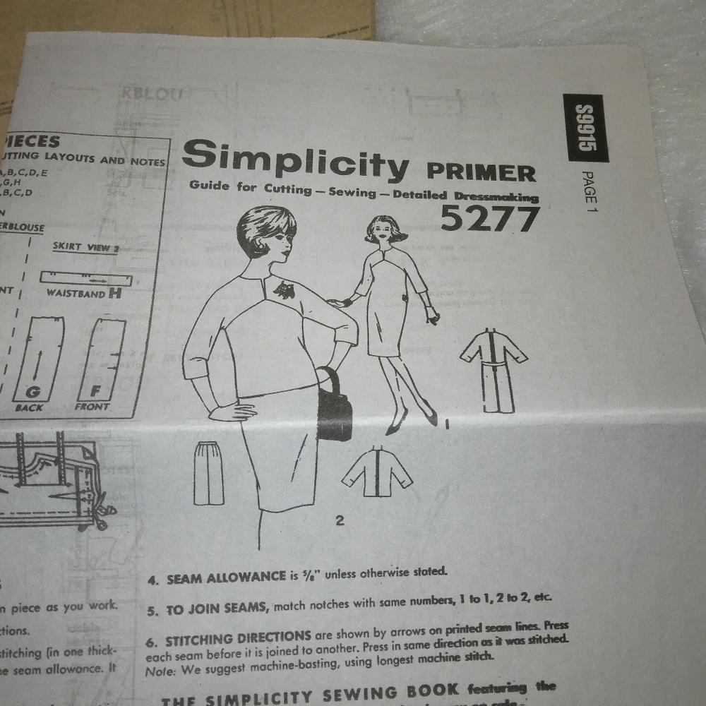 SIMPLICITY S9915 Sz 18-26 Easy-to-Sew One Or Two Piece 1960s Vintage Dress